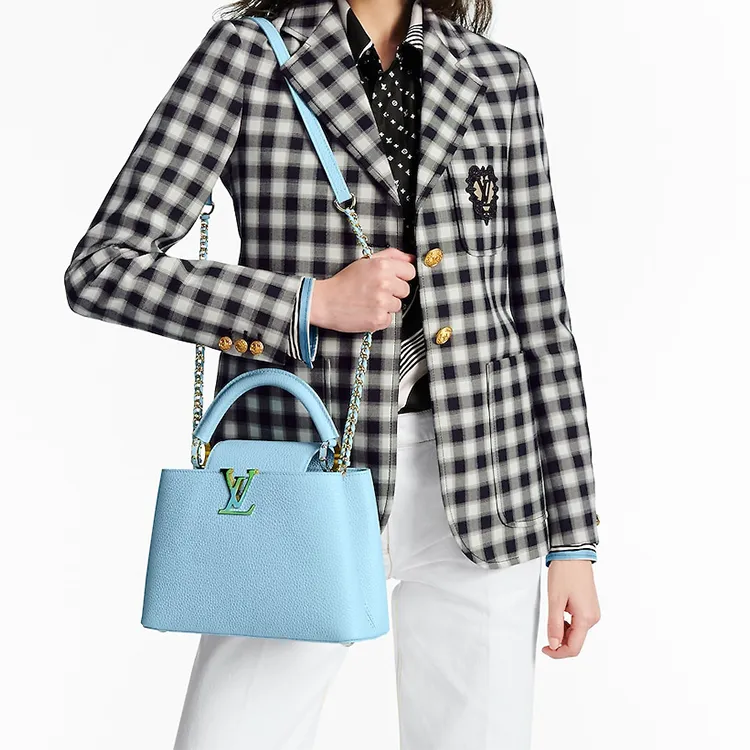 LOUIS VUITTON Capucines Leather One Shoulder Handbag Trumpets Women's Yellow Jade Blue-9