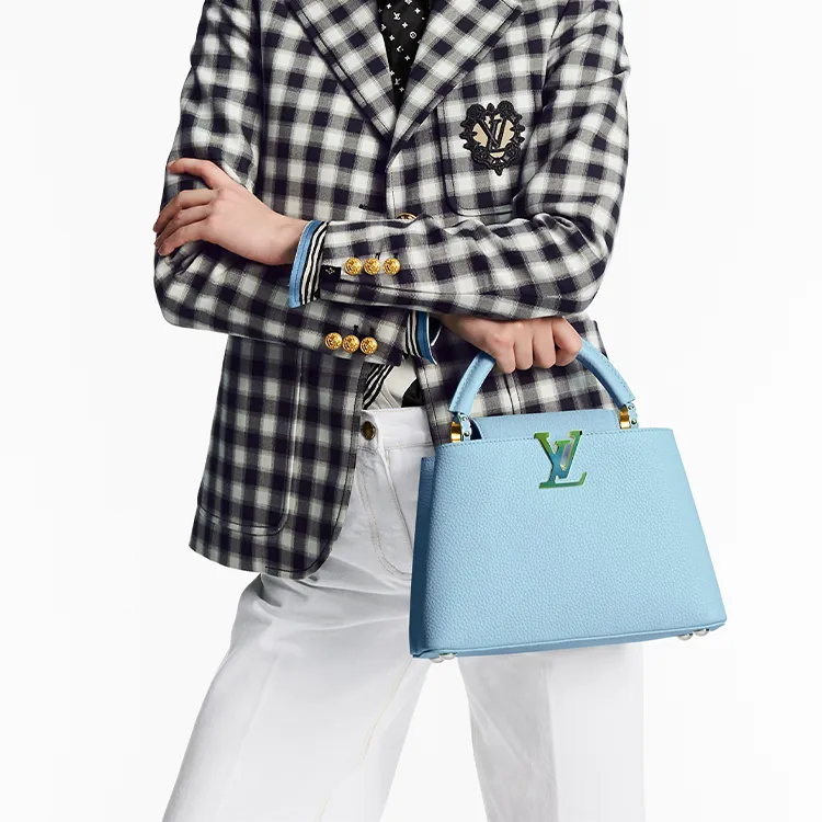 LOUIS VUITTON Capucines Leather One Shoulder Handbag Trumpets Women's Yellow Jade Blue-7