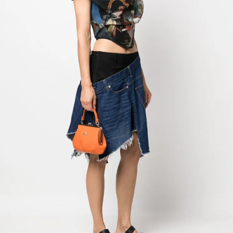Vivienne Westwood Cow Leather Dumpling Bag, Handbag, Shoulder Bag, Crossbody Bag Regular Women's Orange-5