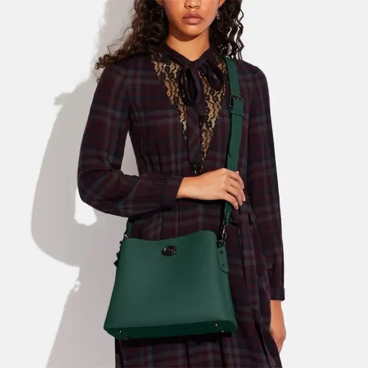 COACH Willow Glossy Pebbled Leather Portable Crossbody Bag Shoulder Bag Women's Green-4