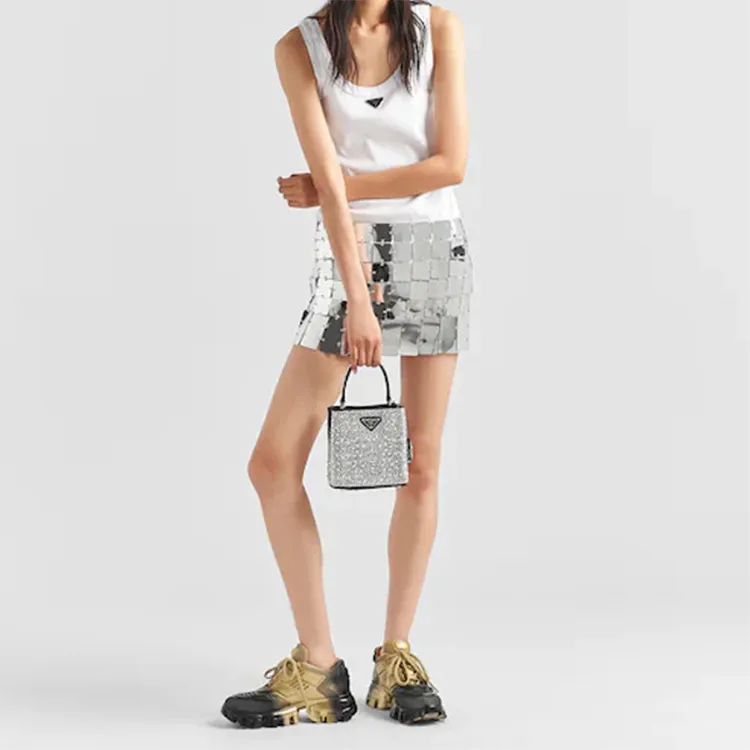 PRADA Panier Fabric Bucket Bag Tote Bag Shopping Bag Shoulder Bag Crossbody Bag Handbag Women's Black/White-3