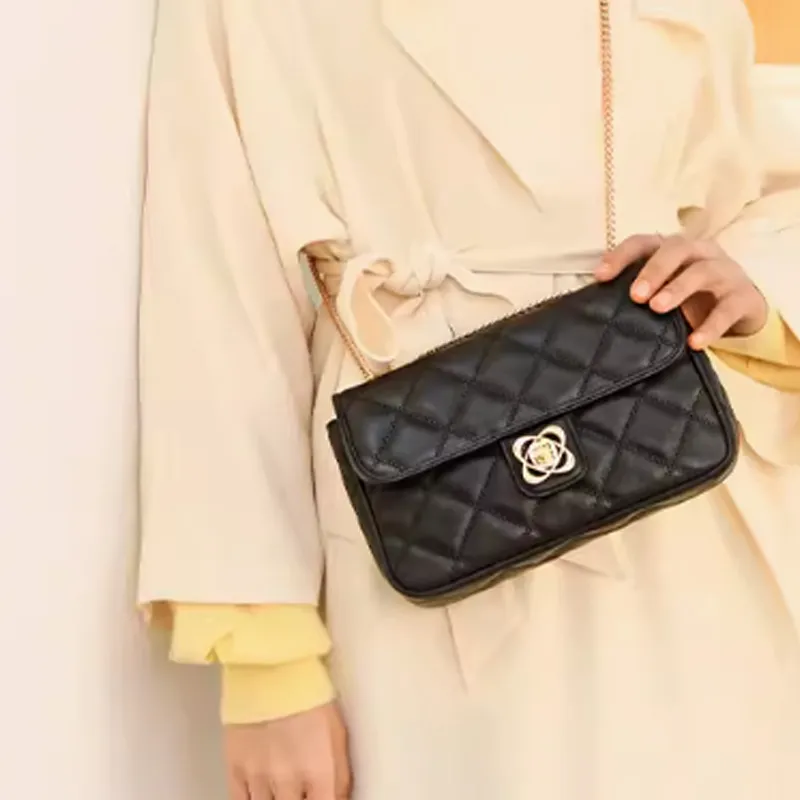 Why Cow Leather Shoulder Bag, Crossbody Bag Small Size Women's Hyacinth Purple/White/Black-21