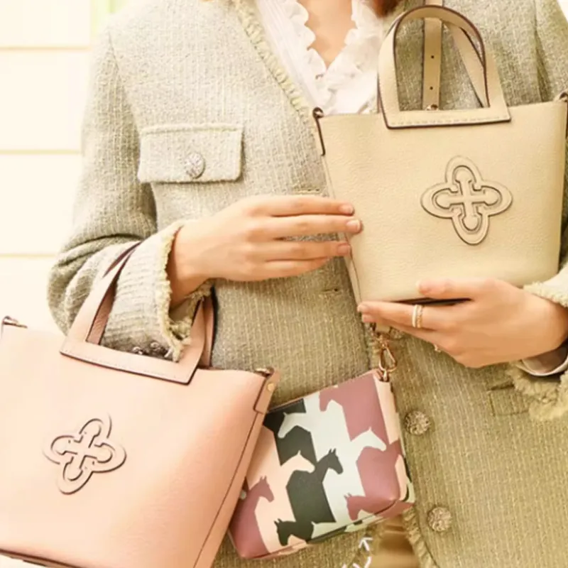 Why Cow Leather One Shoulder Handbags Medium Size Women's Pink/Beige/Caramel-11