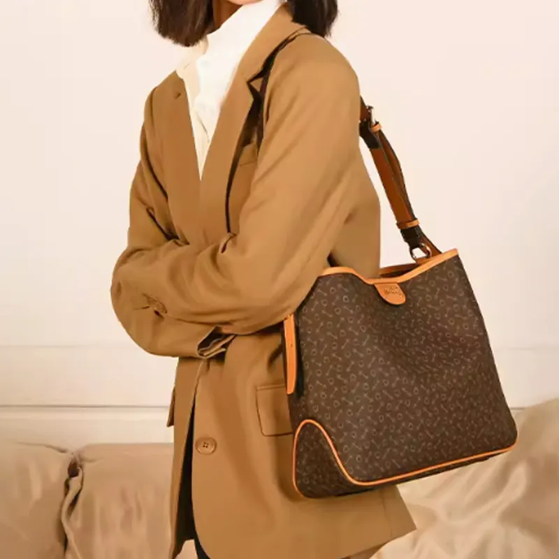 Why Artificial Leather Tote Bag, Shopping Bag, Handbag, Shoulder Bag Small Size Women's Dark Coffee-3
