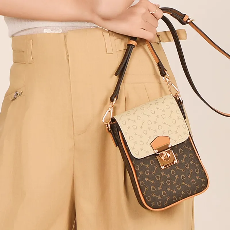Why Artificial Leather Shoulder Bag Crossbody Bag Small Size Women's Coffee With Caramel/Coffee With Apricot-9