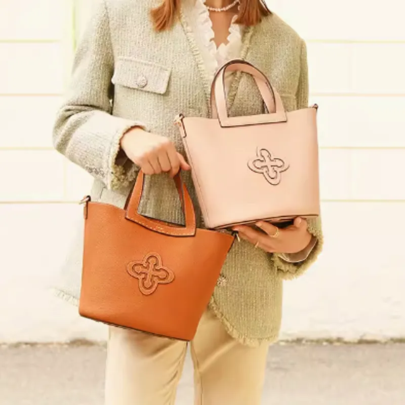 Why Cow Leather One Shoulder Handbags Medium Size Women's Pink/Beige/Caramel-16