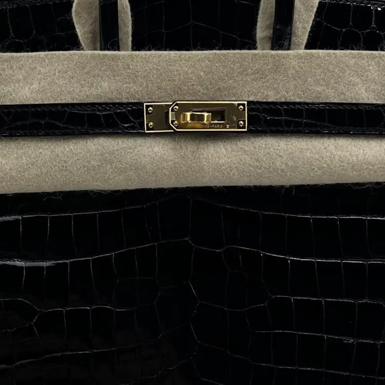 HERMES Birkin Crocodile Leather Birkin Bag Handbags Women's 89 Nior Black-4