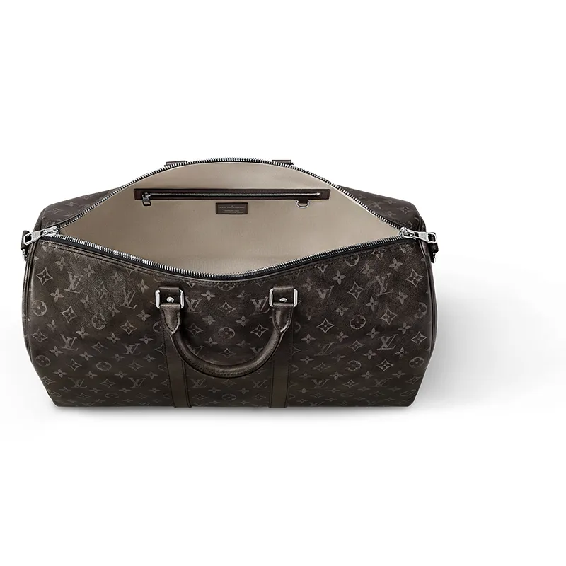 LOUIS VUITTON KeepallBandoulière Monogram Matte Cow Leather Shoulder Bag Crossbody Bag Handbag Travel Bag Men's Black-2