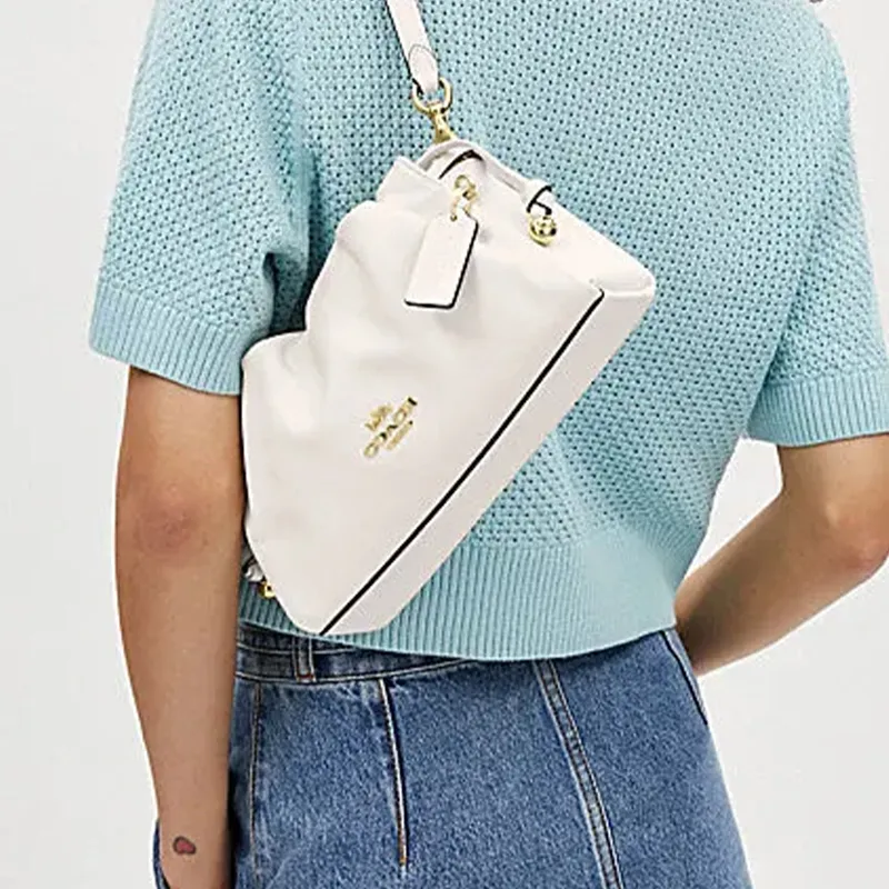 COACH Faye Cow Leather Cloud Bag, Handbag, Shoulder Bag Trumpets Women's Chalk White-5