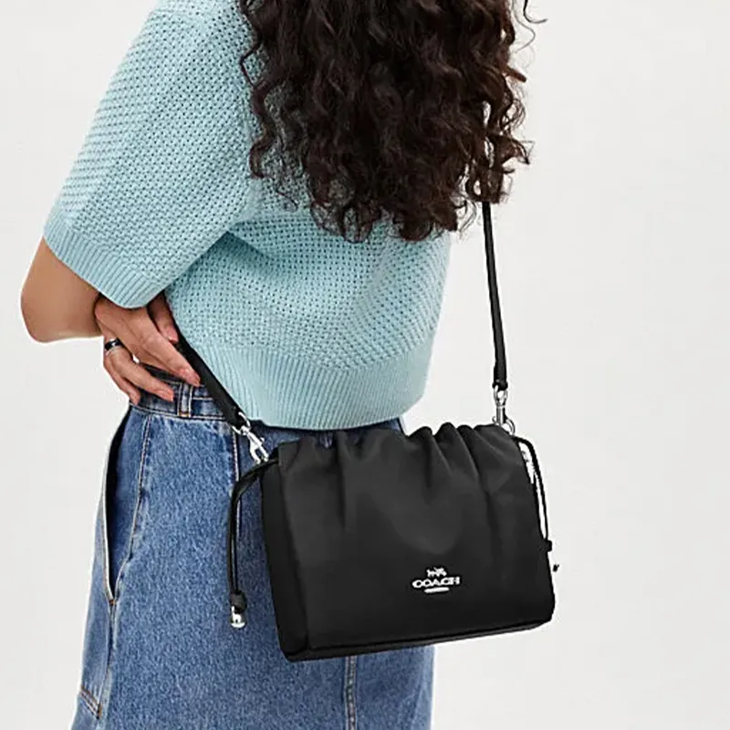 COACH Faye Cow Leather Cloud Bag, Handbag, Shoulder Bag Women's Black-3