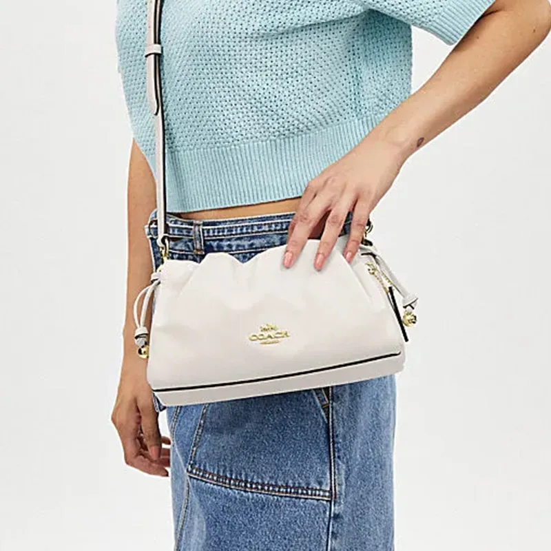 COACH Faye Cow Leather Cloud Bag, Handbag, Shoulder Bag Trumpets Women's Chalk White-3