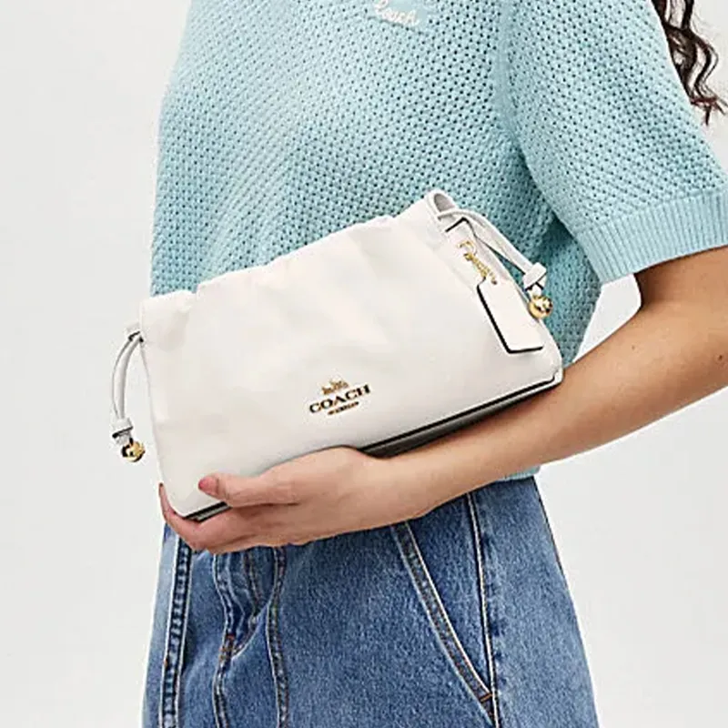 COACH Faye Cow Leather Cloud Bag, Handbag, Shoulder Bag Trumpets Women's Chalk White-4