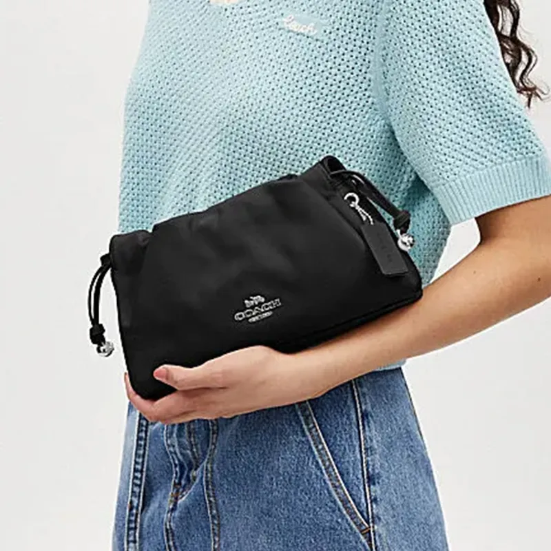 COACH Faye Cow Leather Cloud Bag, Handbag, Shoulder Bag Trumpets Women's Black-4