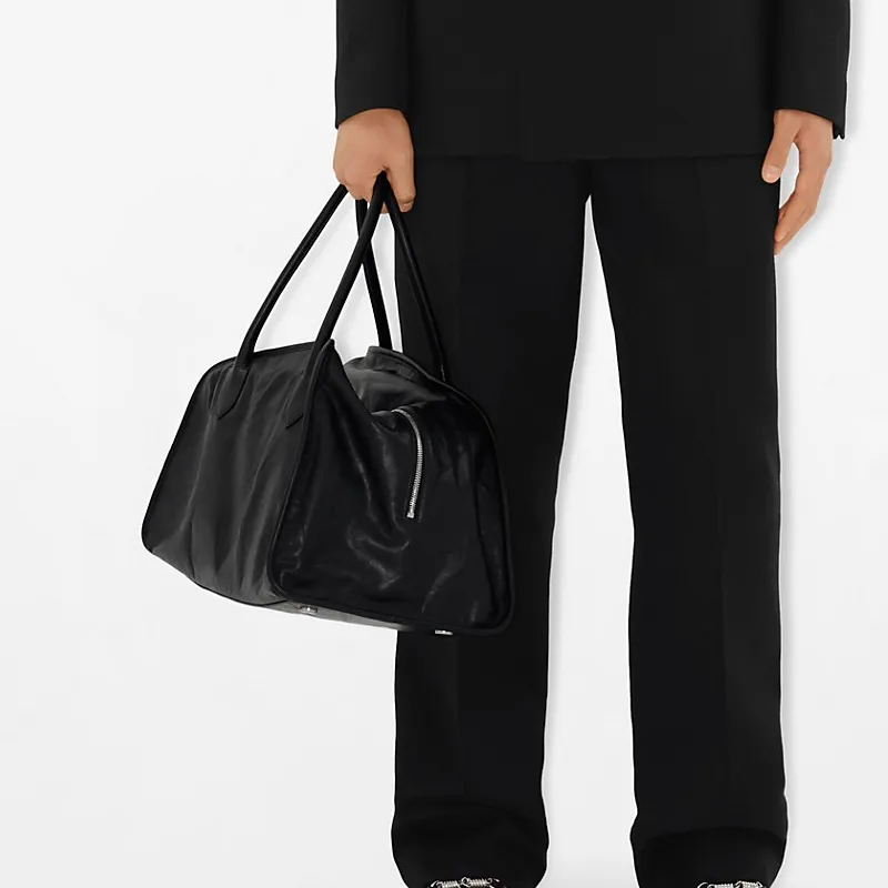 Burberry Calfskin Handbags Travel Bags Medium Size Men's Black-4