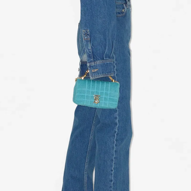Burberry Lola Bag Sheepskin Shoulder Bag, Crossbody Bag Mini Women's Blue-5