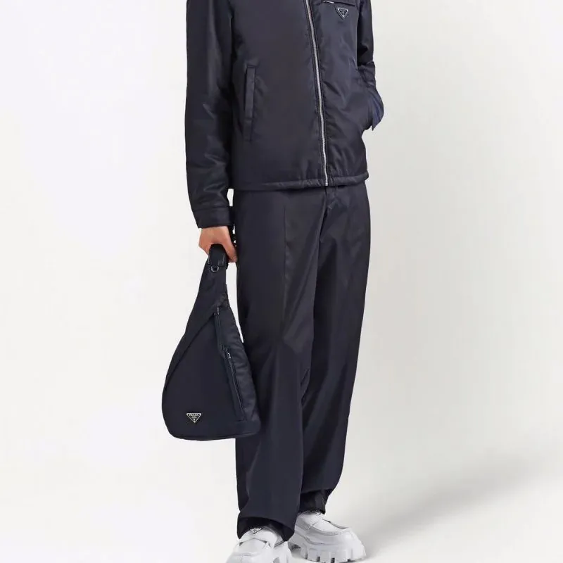 PRADA Fabric With Leather Sling Bag, Shoulder Bag Men's Blue-6