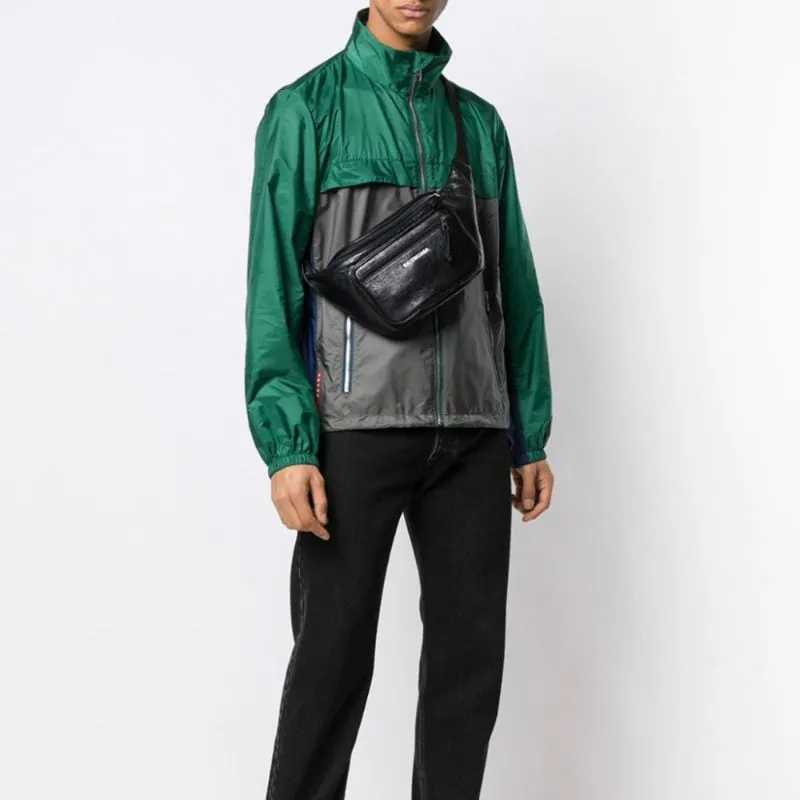 Balenciaga Leather Fanny Pack Men's Black-7