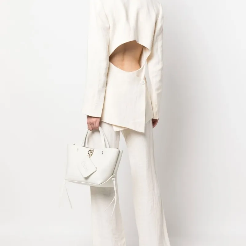 Chloe Grained Calfskin Tote Bag Shopping Bag Handbag Small Size Women's White-7