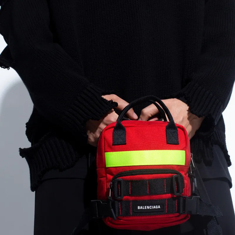 Balenciaga Recycled Nylon Portable Backpack Men's Red/Black-5