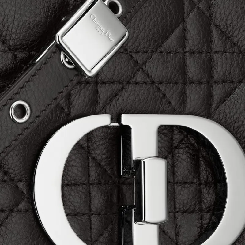 DIOR Soft Cannage Calfskin With Leather Crossbody Bag, Shoulder Bag Women's Black-6