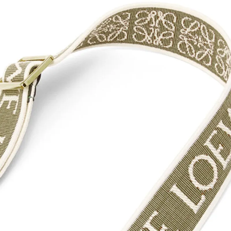 LOEWE Anagram Fabric Cow Leather Patchwork Bag Straps Women's Green/Avocado Green-3