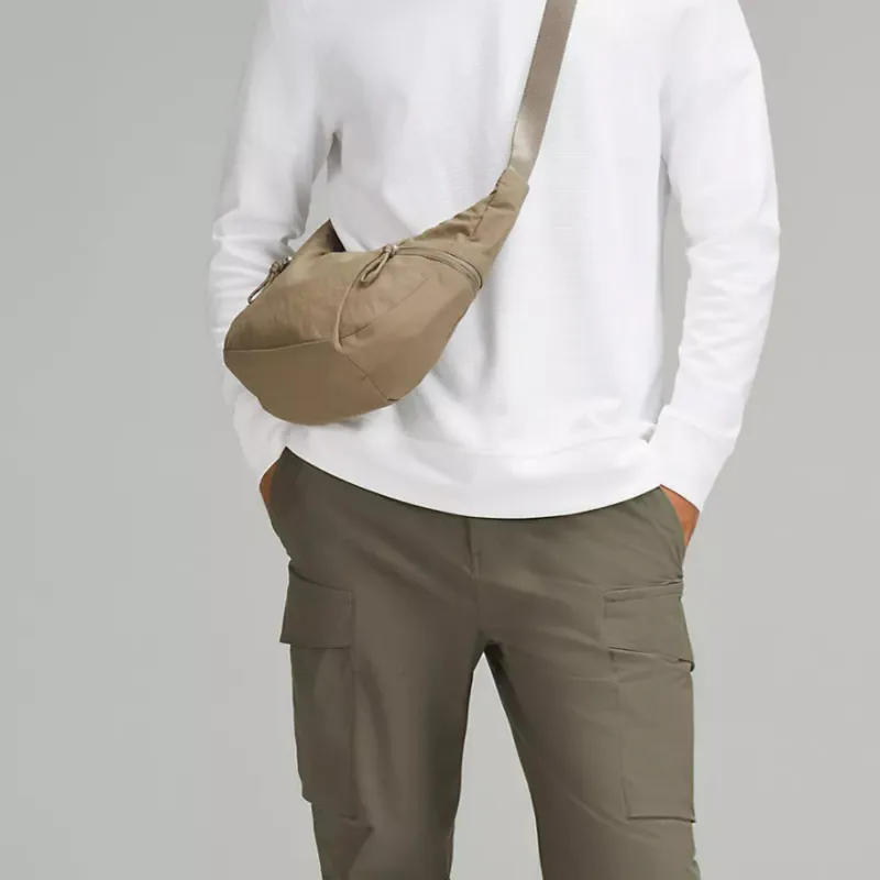 Lululemon Recycled Nylon Shoulder Bag Crossbody Bag Unisex Light Brown-4