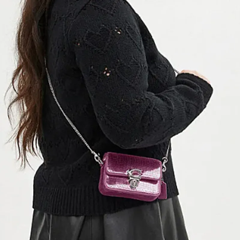 COACH Studio Cow Leather Shoulder Bag Crossbody Bag Mini Women's Deep Magenta-4