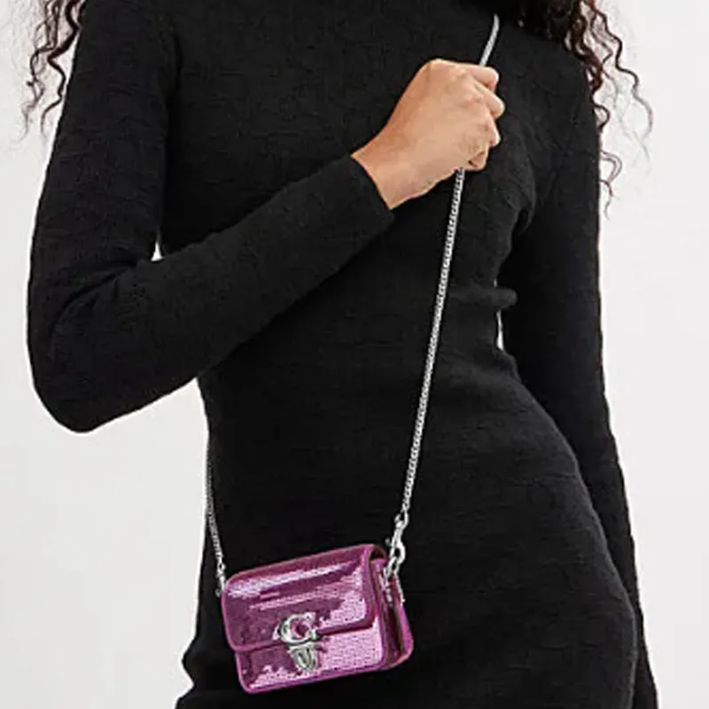 COACH Studio Cow Leather Shoulder Bag Crossbody Bag Mini Women's Deep Magenta-5