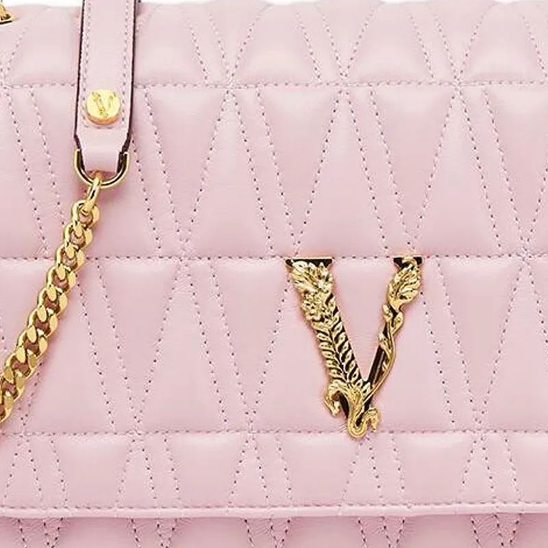 VERSACE Virtus Leather Handbag Shoulder Bag Women's Pink-3