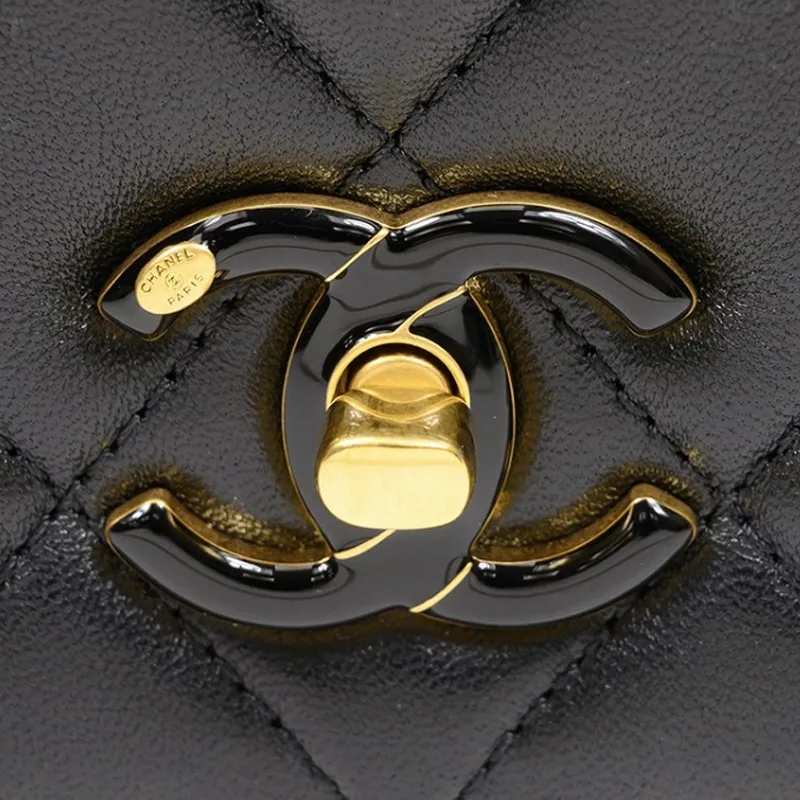 CHANEL Lambskin Crossbody Bag, Shoulder Bag Trumpets Women's Black-3
