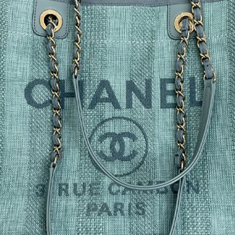 CHANEL Fabric Beach Bag, Tote Bag, Shopping Bag, Shoulder Bag, Crossbody Bag, Handbag Women's Mint Green-2