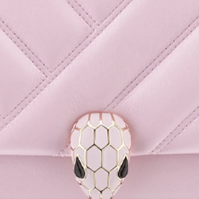 BVLGARI Lambskin Shoulder Bag Trumpets Women's Pink-4