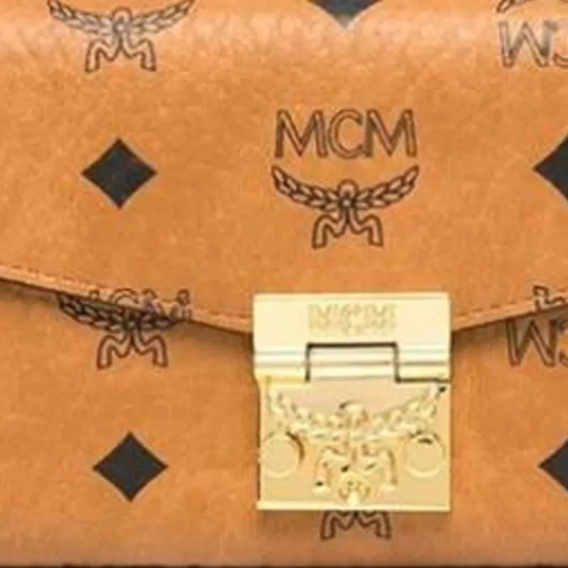 MCM Tracy Visetos Canvas With Leather Shoulder Bag, Crossbody Bag, Wallet Tubas Women's Cognac-2