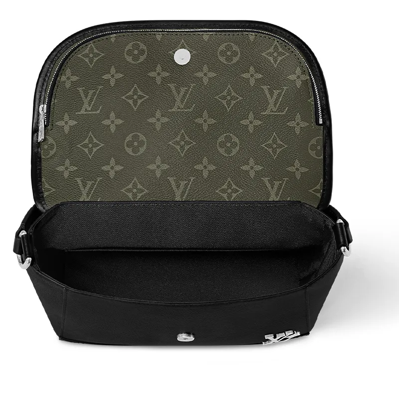 LOUIS VUITTON Pulse Cow Leather With Coated Canvas Messenger Bag, Shoulder Bag, Crossbody Bag Men's Khaki & Black-3