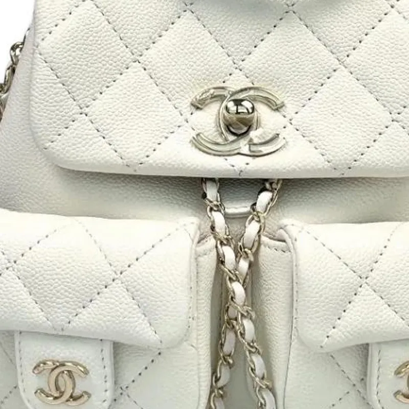 CHANEL Duma 24A Calfskin Small Backpack Women's White-3