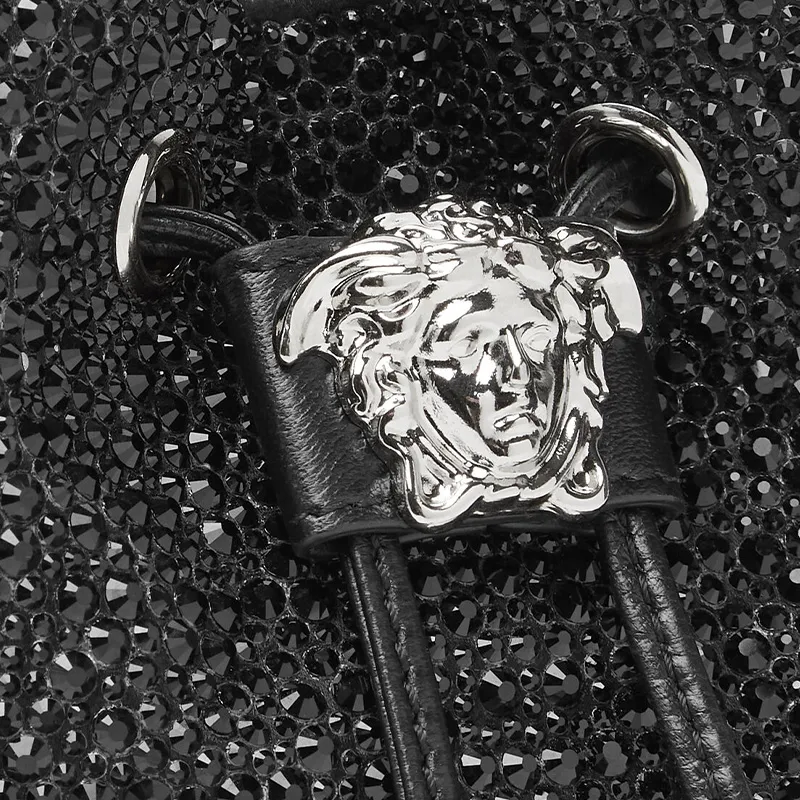 VERSACE La Medusa Viscose Bucket Bags Shoulder Bag Crossbody Bag Handbag Mini Women's Black-3