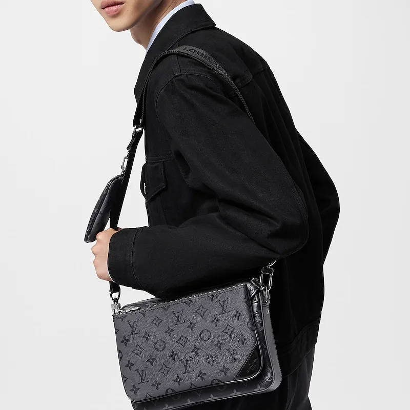 LOUIS VUITTON Trio Messenger Monogram Eclipse Reverse Gray-9