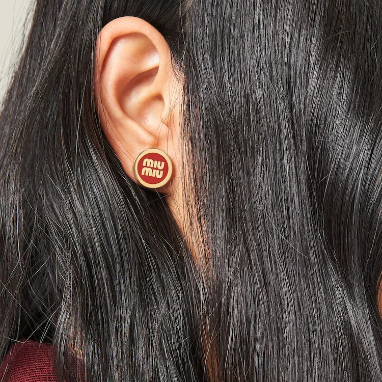 MIU MIU Logo lettering Stud Earrings-2