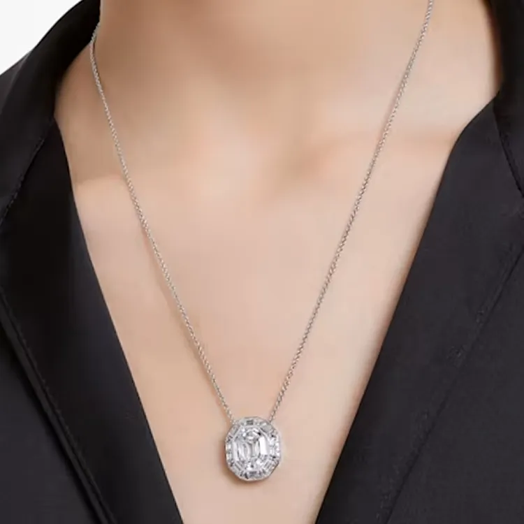 Swarovski Mesmera Crystal Rhodium plated Zirconia Necklaces Women's Silver-4
