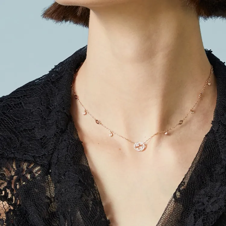 GUCCI 18K Rose Gold, Diamond Necklaces Women's Rose Gold-1