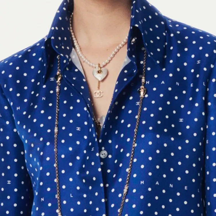 CHANEL Metal Resin Artificial Pearl Crystal Rhinestone Necklaces Women's White-4