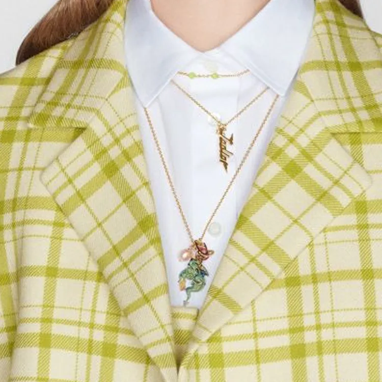DIOR Gold-Plated Glass Necklaces Women's Gold-2