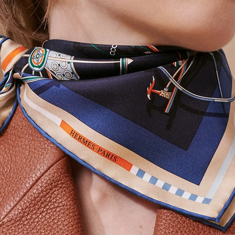 HERMES Silk Scarves Women's Black-1