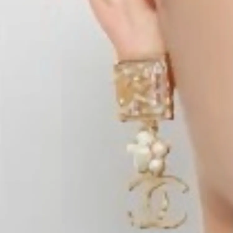 CHANEL Pearl Earrings Women's Gold-6