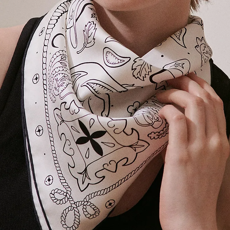 HERMES Silk Scarves Women's White-1