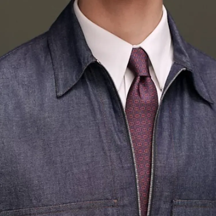 HERMES Silk Ties Men's Light Blue Brown/Red-1