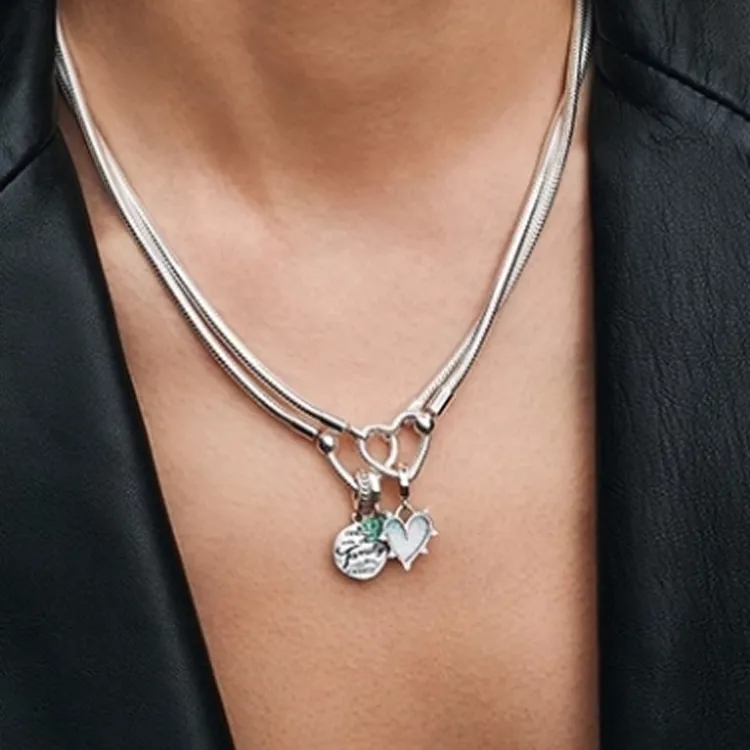 Pandora Cubic Zirconia Necklaces Women's Silver-2