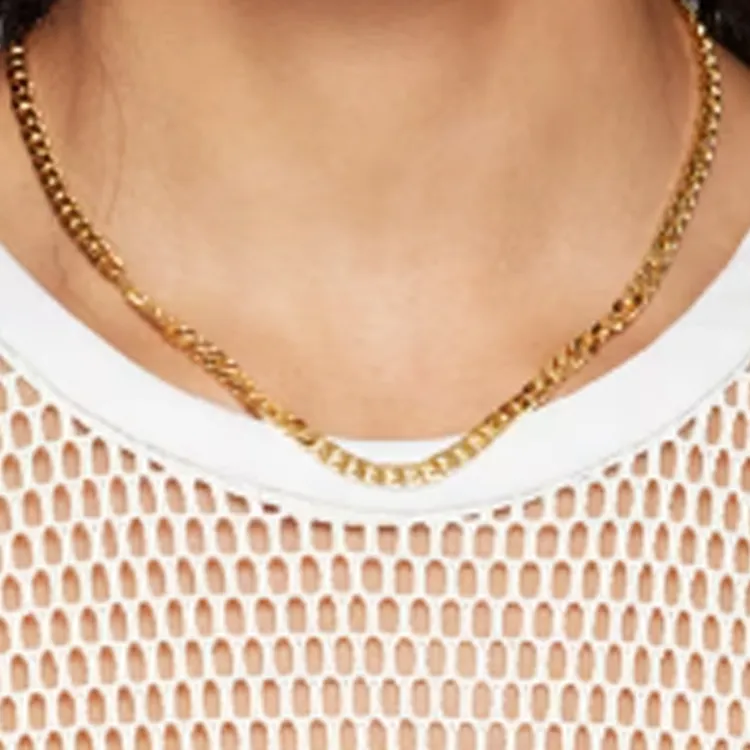 Numbering 14K Gold Brass Necklaces Men's Gold-2