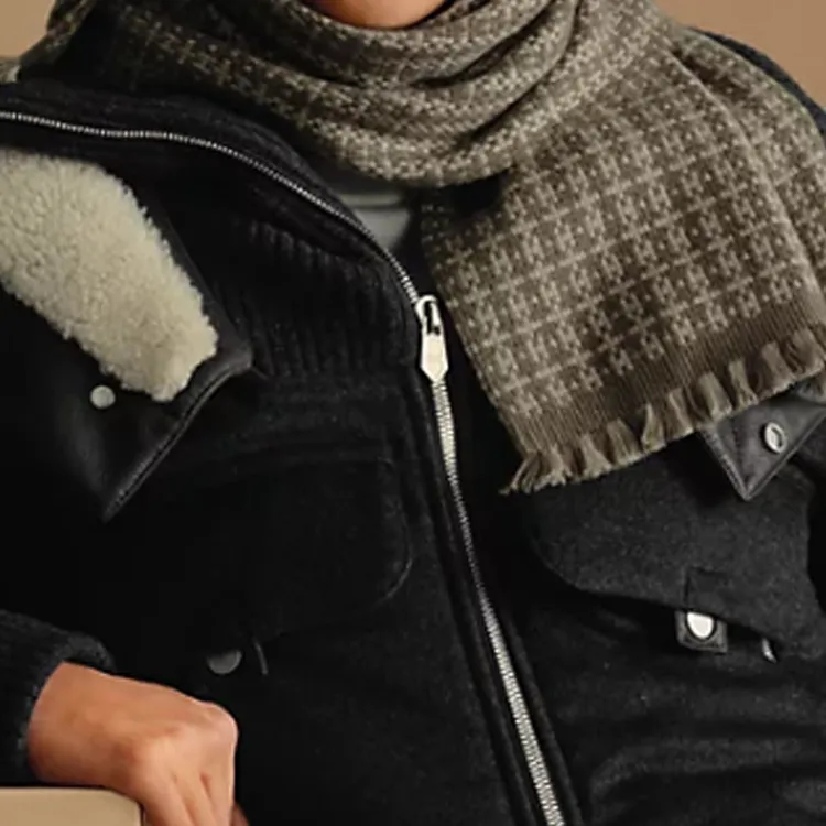 HERMES Cashmere Knit Scarves Men's Peat Color-1