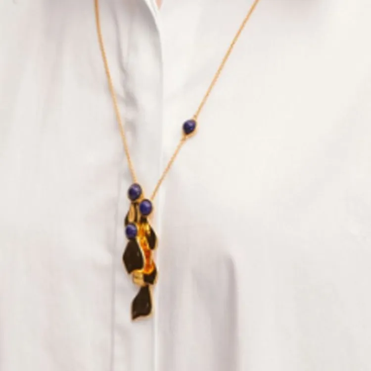 Oscar De La Renta Cabochon Petal Pendant Necklace-2